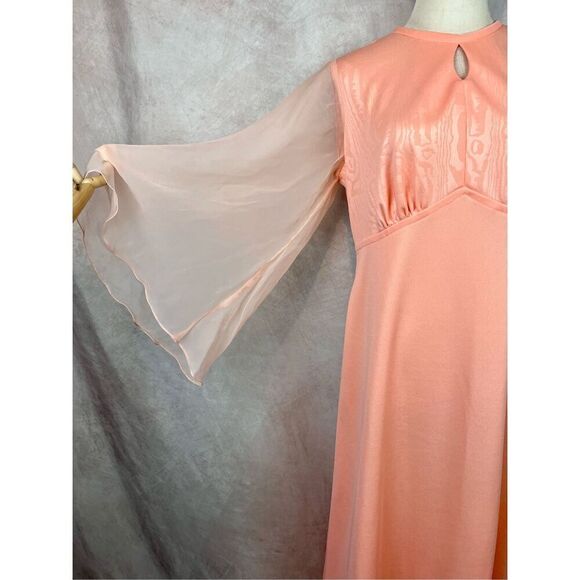 Vintage 1970s Angel Sleeve Plus Size Dress Large Mod MCM - Picture 2 of 13